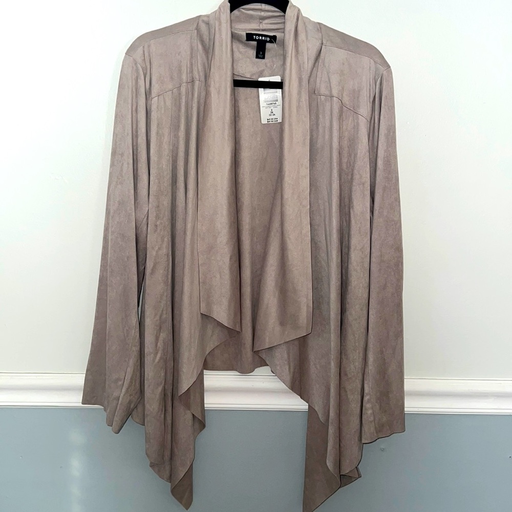 Torrid Suede Drape Front Jacket NWT